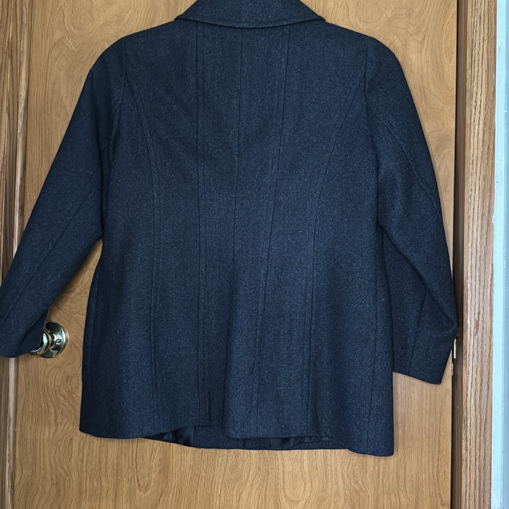 London Fog Womens Single-Breasted Wool Blend Size Large Charcoal grey coat - Picture 2 of 12